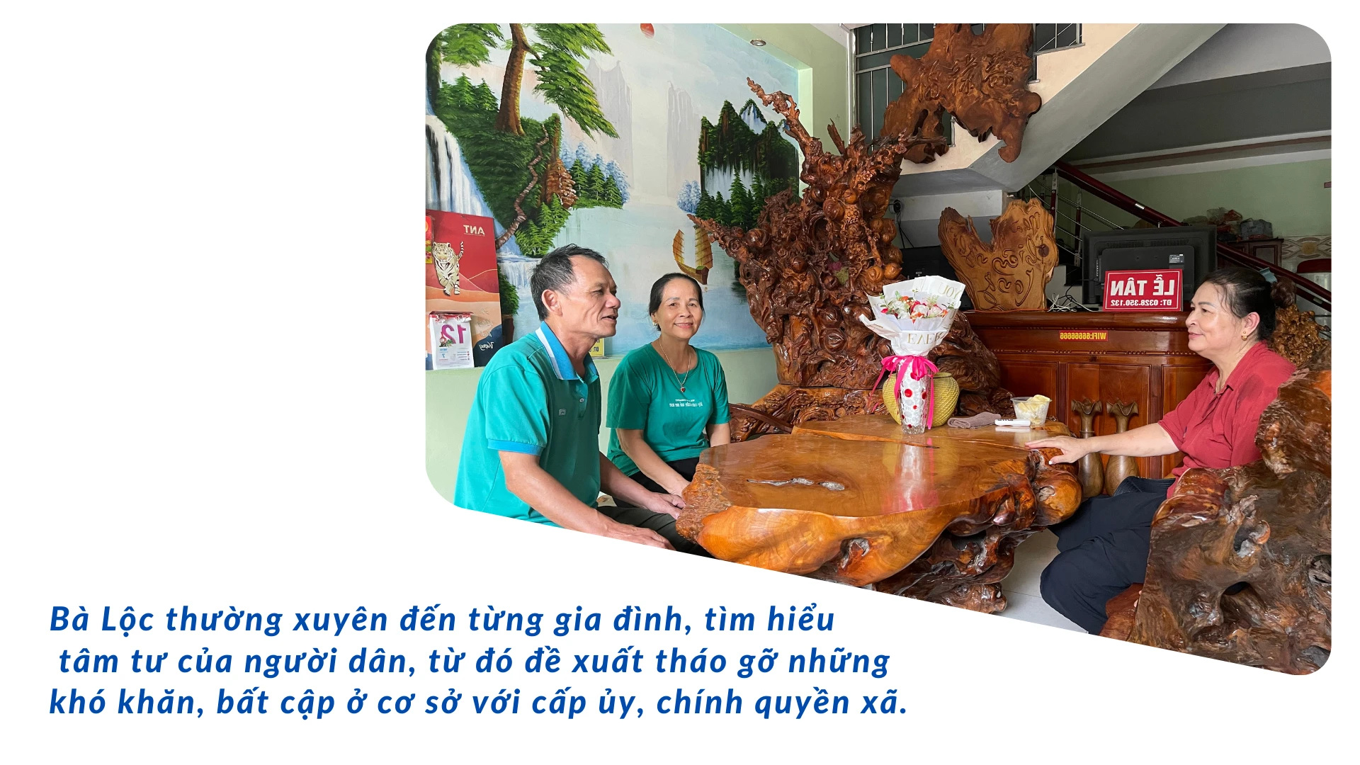 Nhờ thường xuyên gần gũi, được chị em tin tưởng, bà Thoan dần trở thành “tổng đài tư vấn” của nhiều phụ nữ trên địa bàn phường Cốc Lếu. (1).png