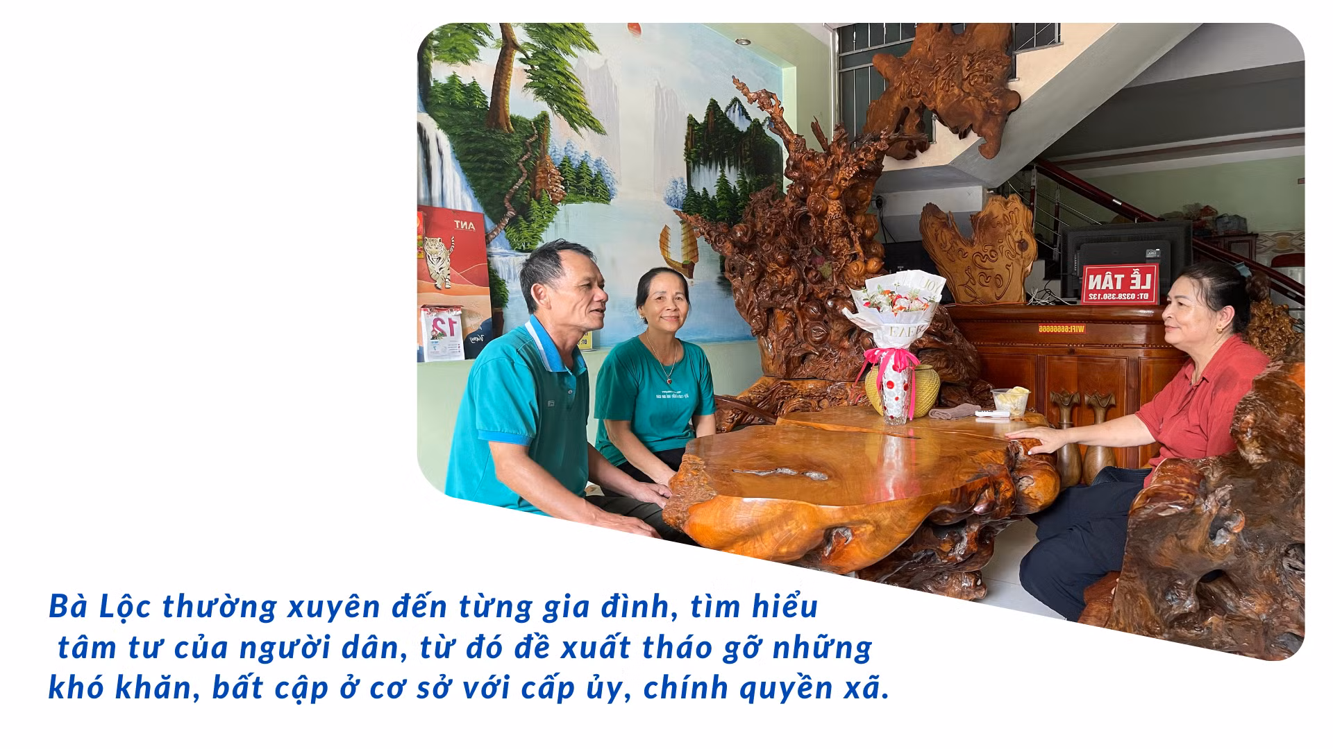 Nhờ thường xuyên gần gũi, được chị em tin tưởng, bà Thoan dần trở thành “tổng đài tư vấn” của nhiều phụ nữ trên địa bàn phường Cốc Lếu. (1).png