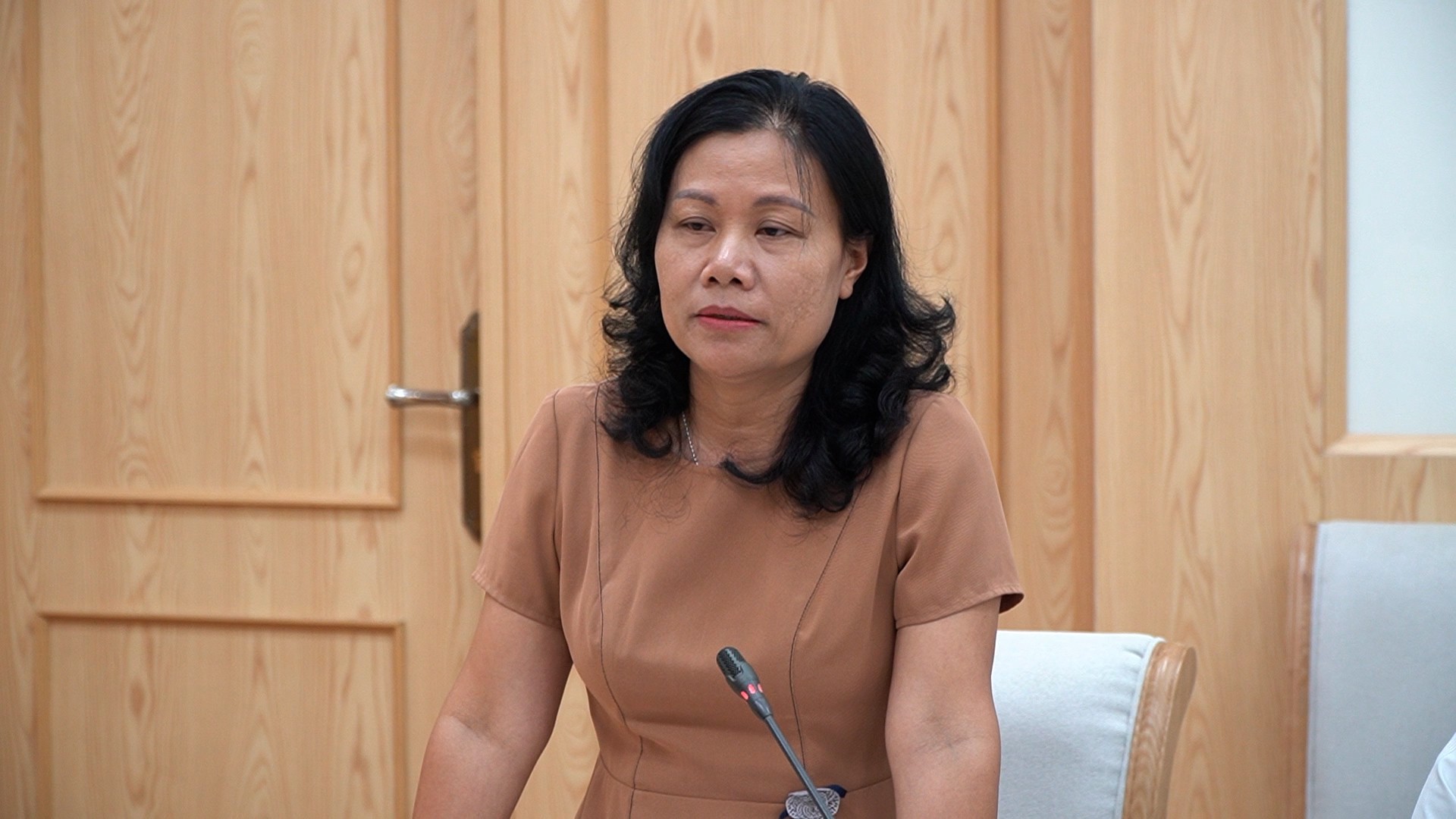 Bà Ngụy Phí Kiều Vân - Trưởng ban Kinh tế - Ngân sách, HĐND tỉnh tham gia ý kiến tại buổi khảo sát. phung-tvtctpb.jpg