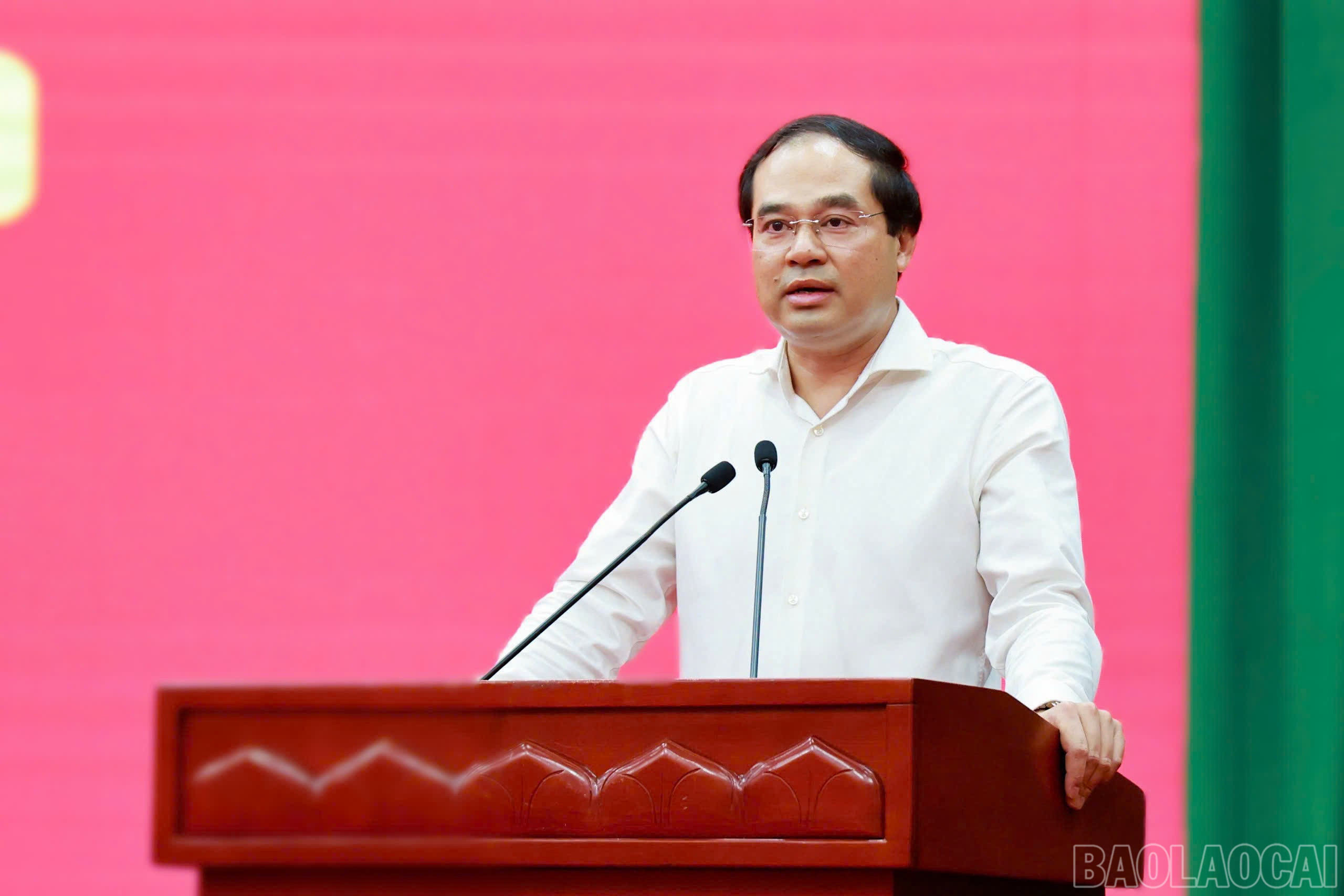 Đồng chí Trịnh Xuân Trường - Bí thư Tỉnh ủy Thái Nguyên phát biểu chào mừng Đoàn công tác Tỉnh ủy Lào Cai. baolaocai-br_z7133553274026-77f2933dba58cc631e9ba5d47f99711d.jpg
