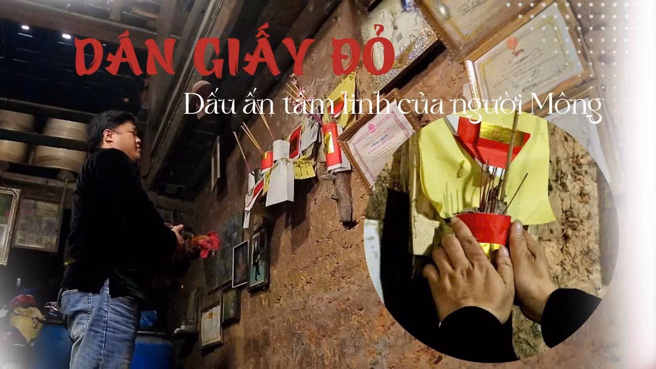 "Dán giấy đỏ" - Dấu ấn tâm linh của người Mông