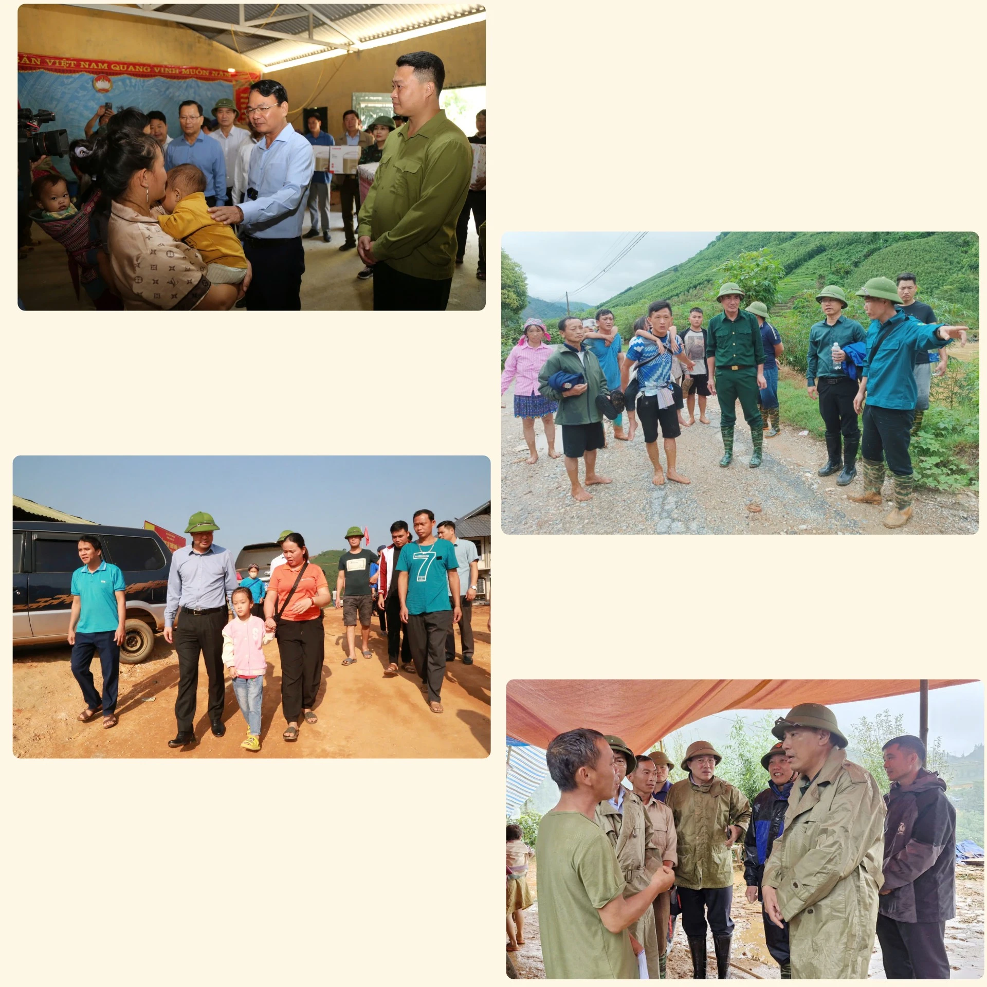 Các đồng chí Thường trực Tỉnh ủy kịp thời có mặt tại "tâm lũ" để chỉ đạo công tác tìm kiếm cứu nạn và động viên, thăm hỏi Nhân dân.