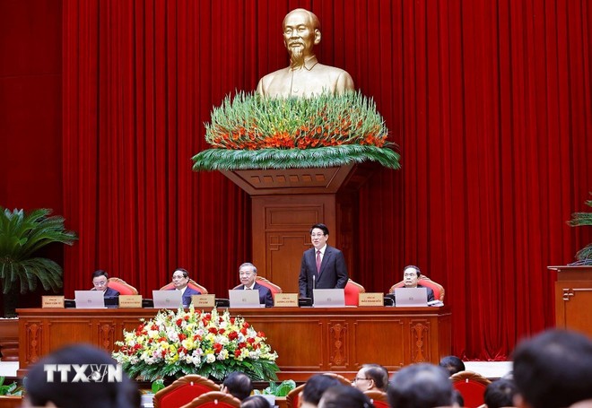 Ủy viên Bộ Chính trị, Chủ tịch nước Lương Cường phát biểu. Ủy viên Bộ Chính trị, Chủ tịch nước Lương Cường phát biểu.