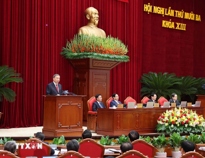 Tổng Bí thư Tô Lâm phát biểu khai mạc Hội nghị lần thứ mười ba, Ban Chấp hành Trung ương Đảng khóa XIII. Tổng Bí thư Tô Lâm phát biểu khai mạc Hội nghị lần thứ mười ba, Ban Chấp hành Trung ương Đảng khóa XIII.