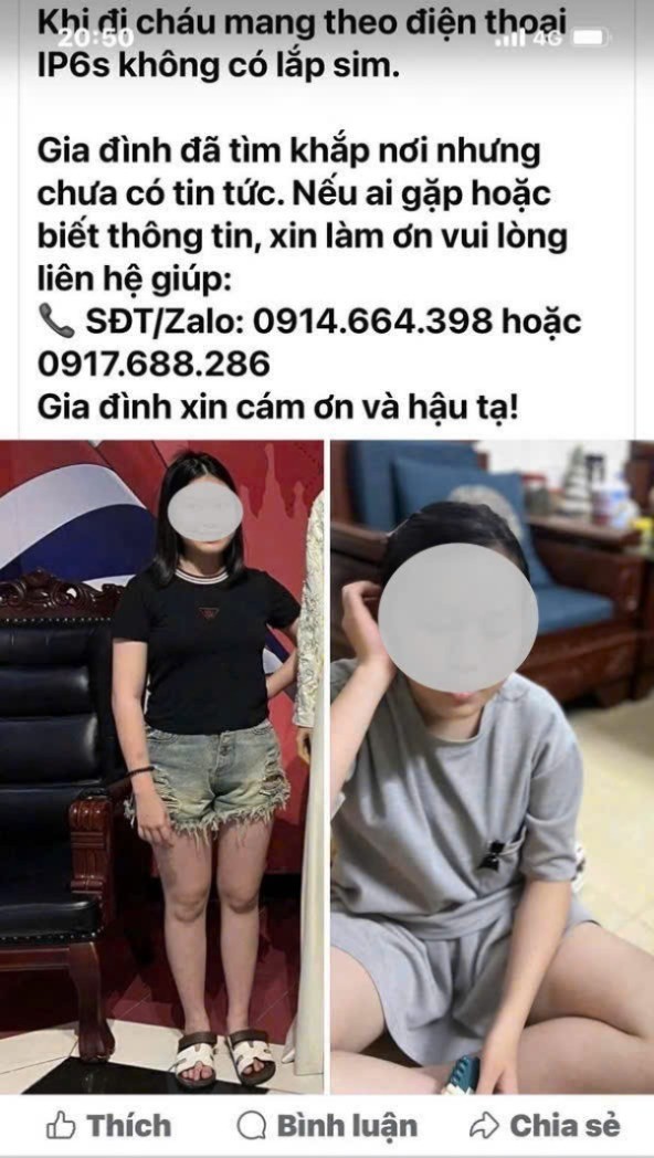 Gia đình đăng thông tin tìm con trên mạng xã hội. (Ảnh chụp màn hình) a2-5661.jpg