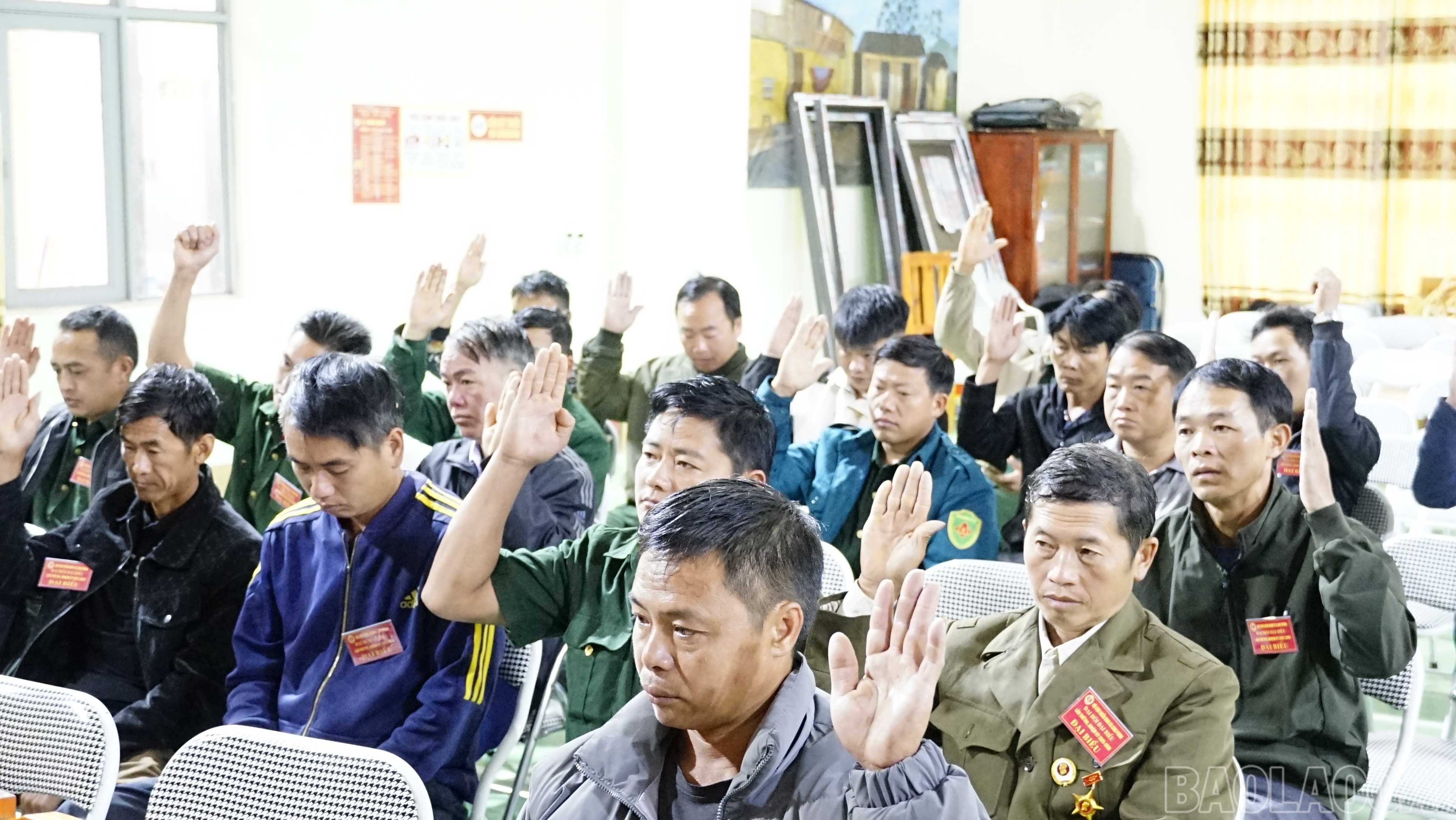 Biểu quyết thông qua Nghị quyết đại hội. baolaocai-br_dsc3440.jpg