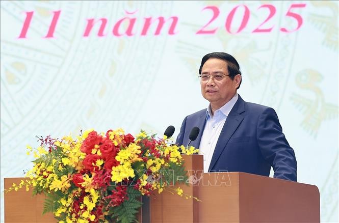 Thủ tướng Phạm Minh Chính phát biểu khai mạc phiên họp lần thứ năm của BCĐ của Chính phủ về phát triển khoa học, công nghệ, đổi mới sáng tạo, chuyển đổi số và Đề án 06.