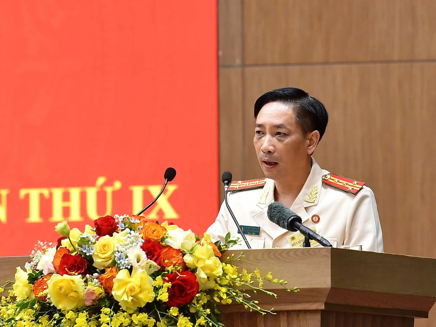 Đại tá Nguyễn Minh Tuấn, Phó Chánh Văn phòng Cơ quan Cảnh sát điều tra (C01, Bộ Công an), phát biểu tại buổi gặp mặt