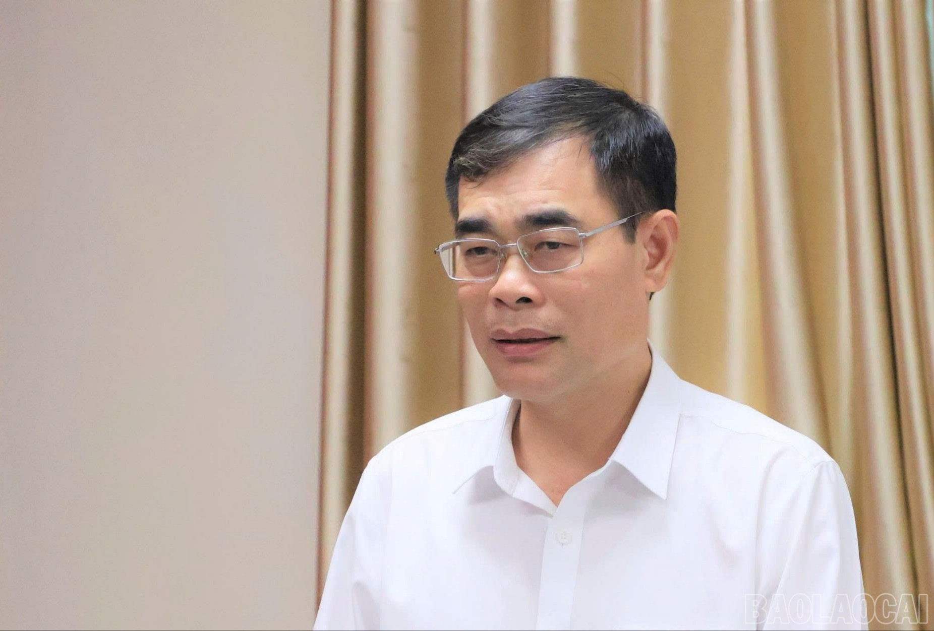 Đồng chí Đỗ Quang Minh - Phó Trưởng ban Thường trực Ban Tổ chức Tỉnh ủy phát biểu kết luận. baolaocai-br_ongminh-5596.jpg