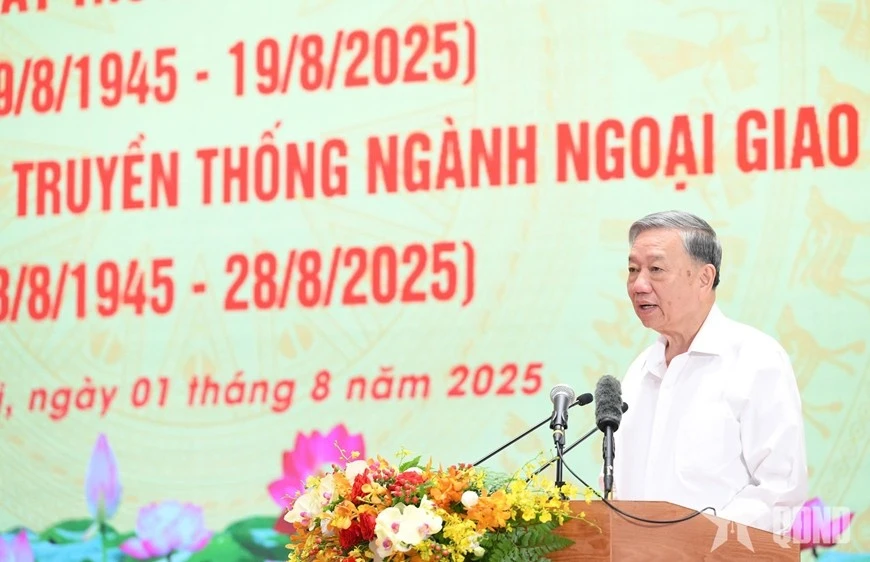 Tổng Bí thư Tô Lâm phát biểu tại buổi gặp mặt.