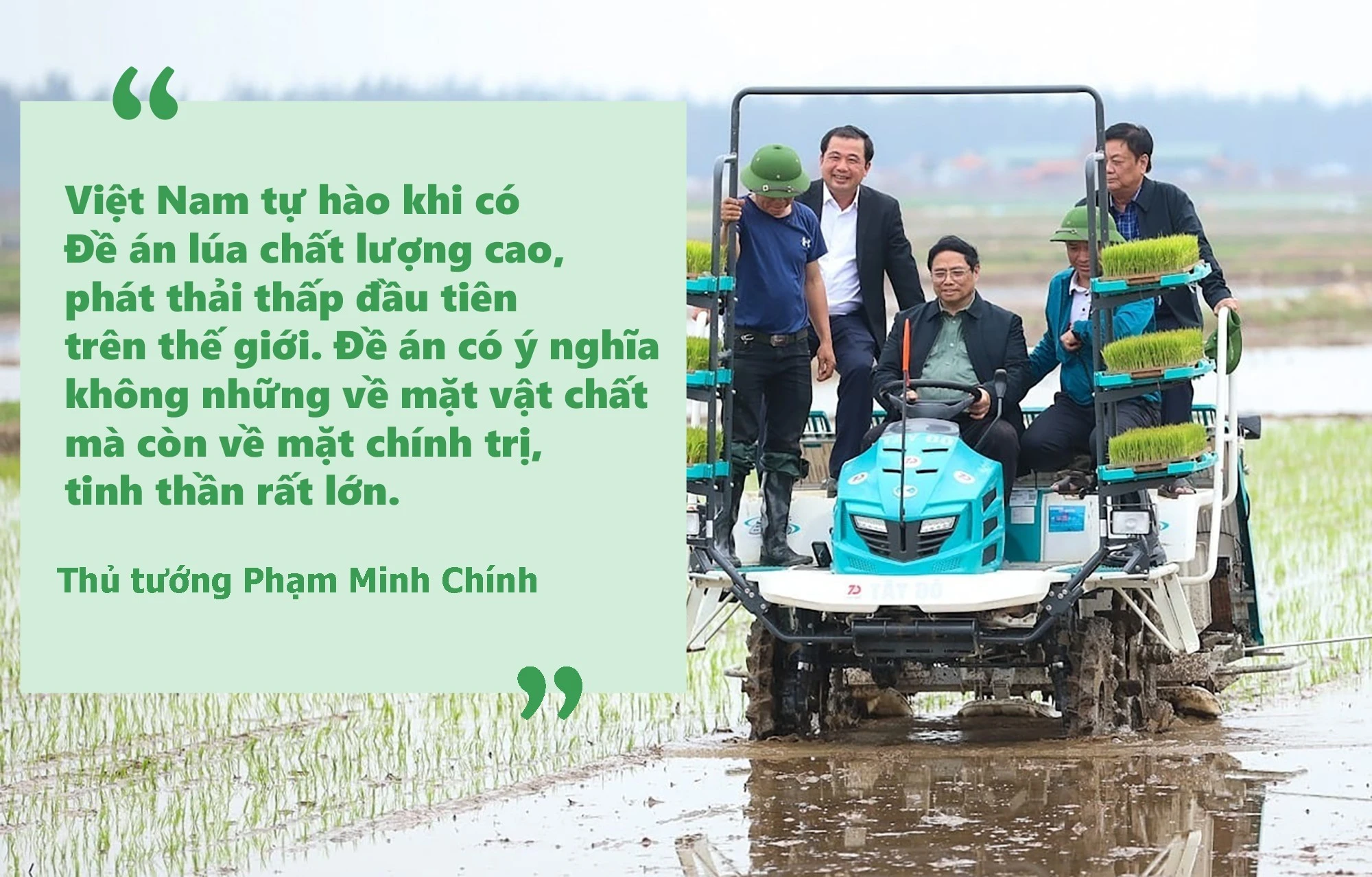 Thủ tướng Phạm Minh Chính trong một lần xuống đồng lái máy cấy lúa. Ảnh: VGP/Nhật Bắc.