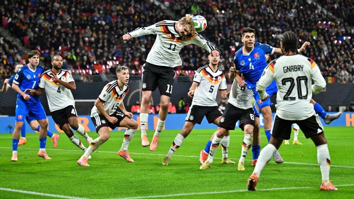 ĐT Đức giành chiến thắng đậm trước Slovakia ở lượt trận cuối bảng C vòng loại World Cup 2026 khu vực châu Âu. (Ảnh: Reuters)