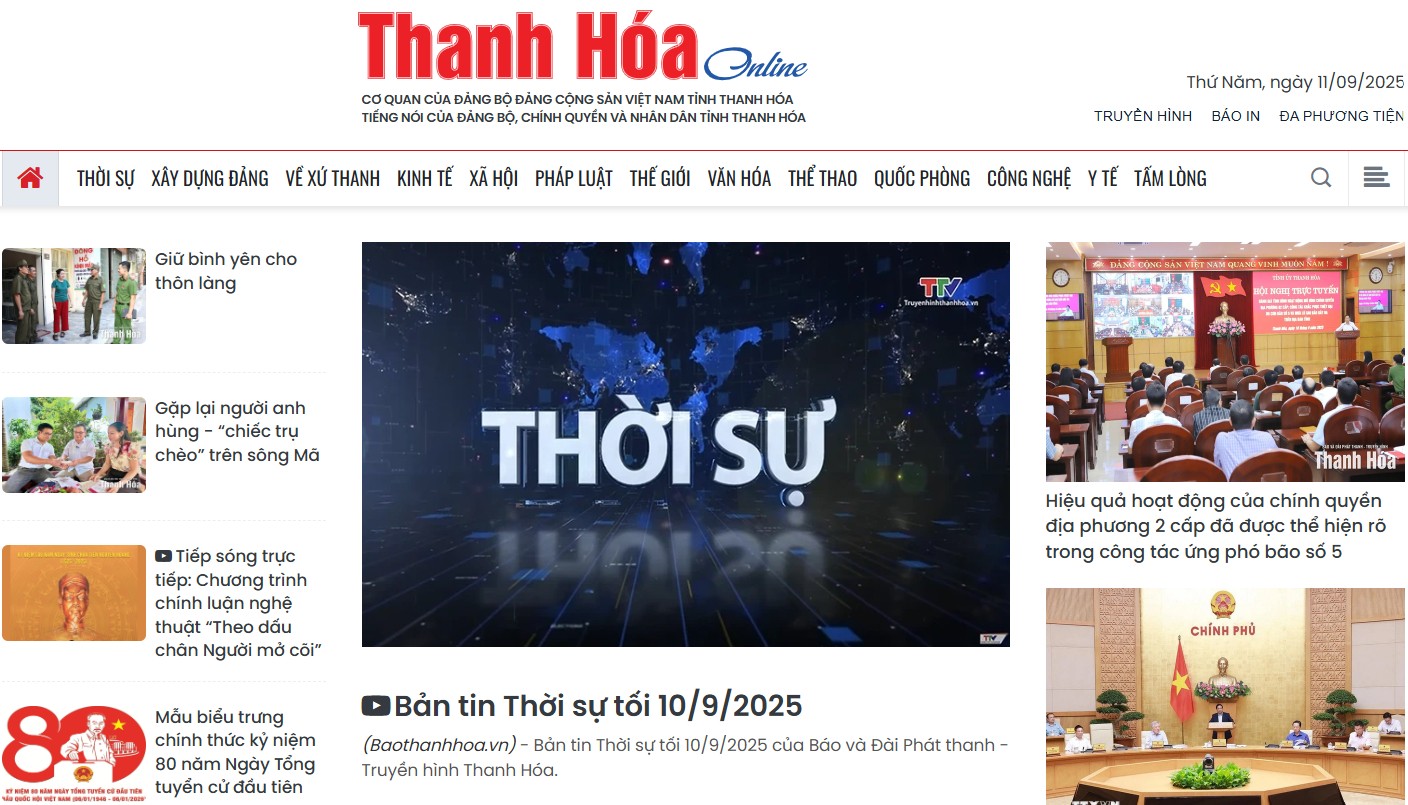 Giao diện mới của Báo điện tử Thanh Hóa ra mắt sáng 11/9. baoth1.jpg