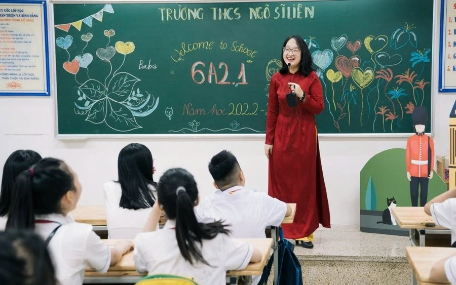 Một lớp học của Trường THCS Ngô Sĩ Liên (Cửa Nam, Hà Nội).