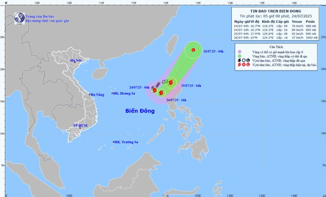 Cơn bão Cỏ May trên Biển Đông vào cuối tháng 7 vừa qua.