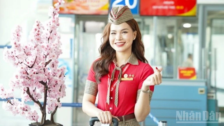 Tiếp viên hãng hàng không Vietjet.