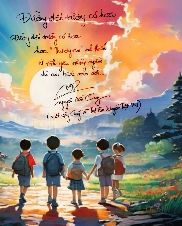 "Đường đến trường có hoa" là ca khúc nhạc sĩ Nguyễn Văn Chung viết tặng Quỹ. "Đường đến trường có hoa" là ca khúc nhạc sĩ Nguyễn Văn Chung viết tặng Quỹ.