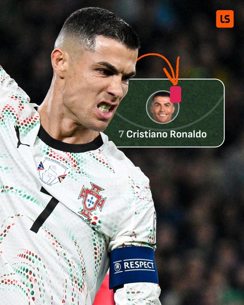 Ronaldo nhận thẻ đỏ trong trận đấu giữa Bồ Đào Nha vs Ireland