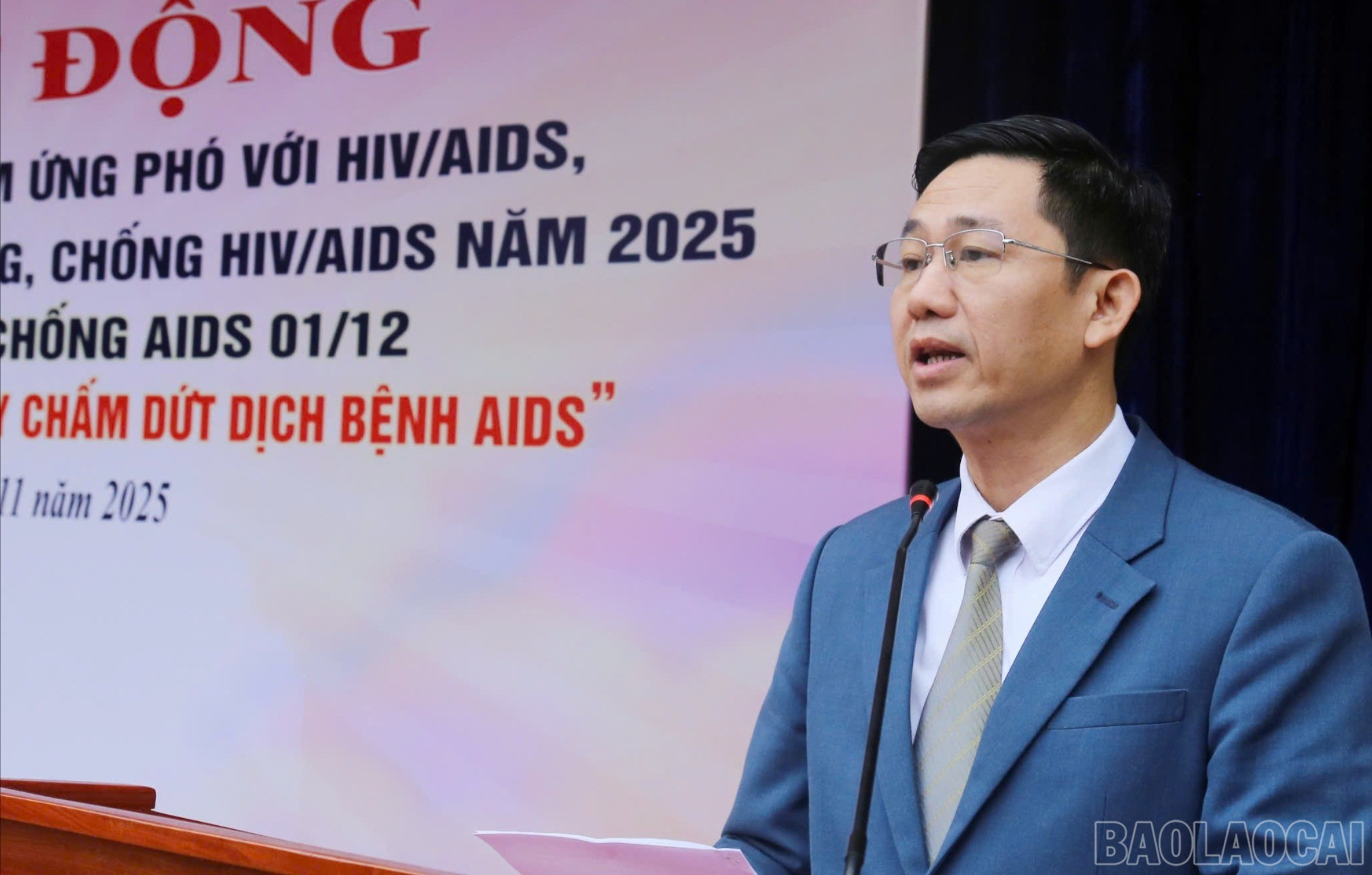 Đồng chí Lục Hậu Giang - Phó Giám đốc Sở Y tế phát biểu tại lễ phát động.