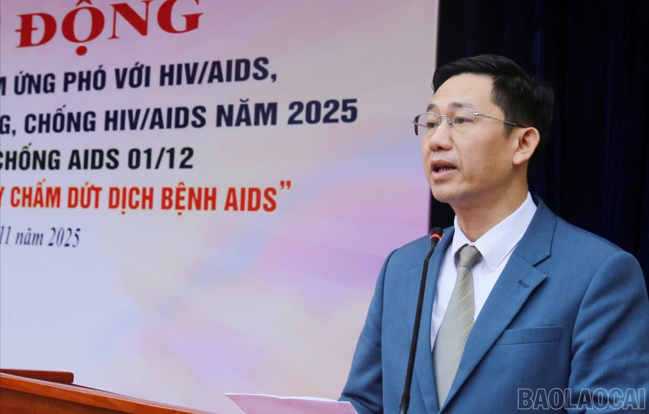 Đồng chí Lục Hậu Giang - Phó Giám đốc Sở Y tế phát biểu tại lễ phát động.