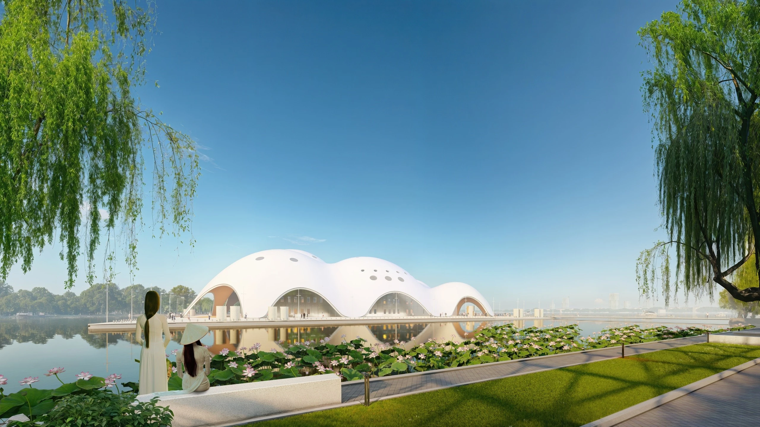 Thiết kế quy hoạch cảnh quan xung quanh theo mô hình của một công viên xanh.