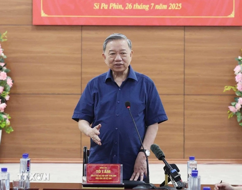 Tổng Bí thư Tô Lâm phát biểu tại buổi làm việc với xã Si Pa Phìn, tỉnh Điện Biên.