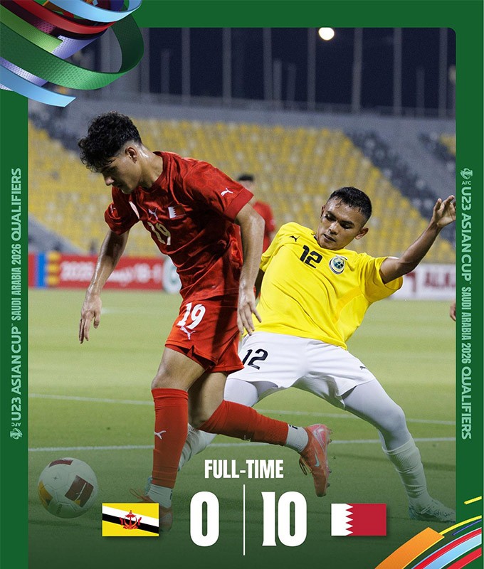 U23 Brunei nhận thất bại 0-10 trước U23 Bahrain ở lượt trận thứ 2 U23 Brunei nhận thất bại 0-10 trước U23 Bahrain ở lượt trận thứ 2