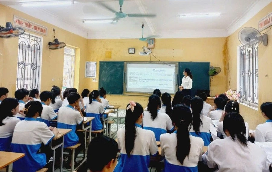 Giờ học tại Trường THPT Trần Quang Khải (Triệu Việt Vương, Hưng Yên). Ảnh: NTCC