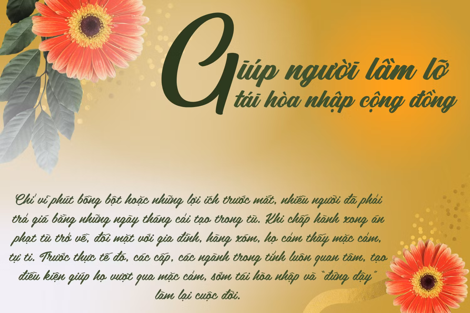 Giúp người lầm lỗi tái hòa nhập cộng đồng