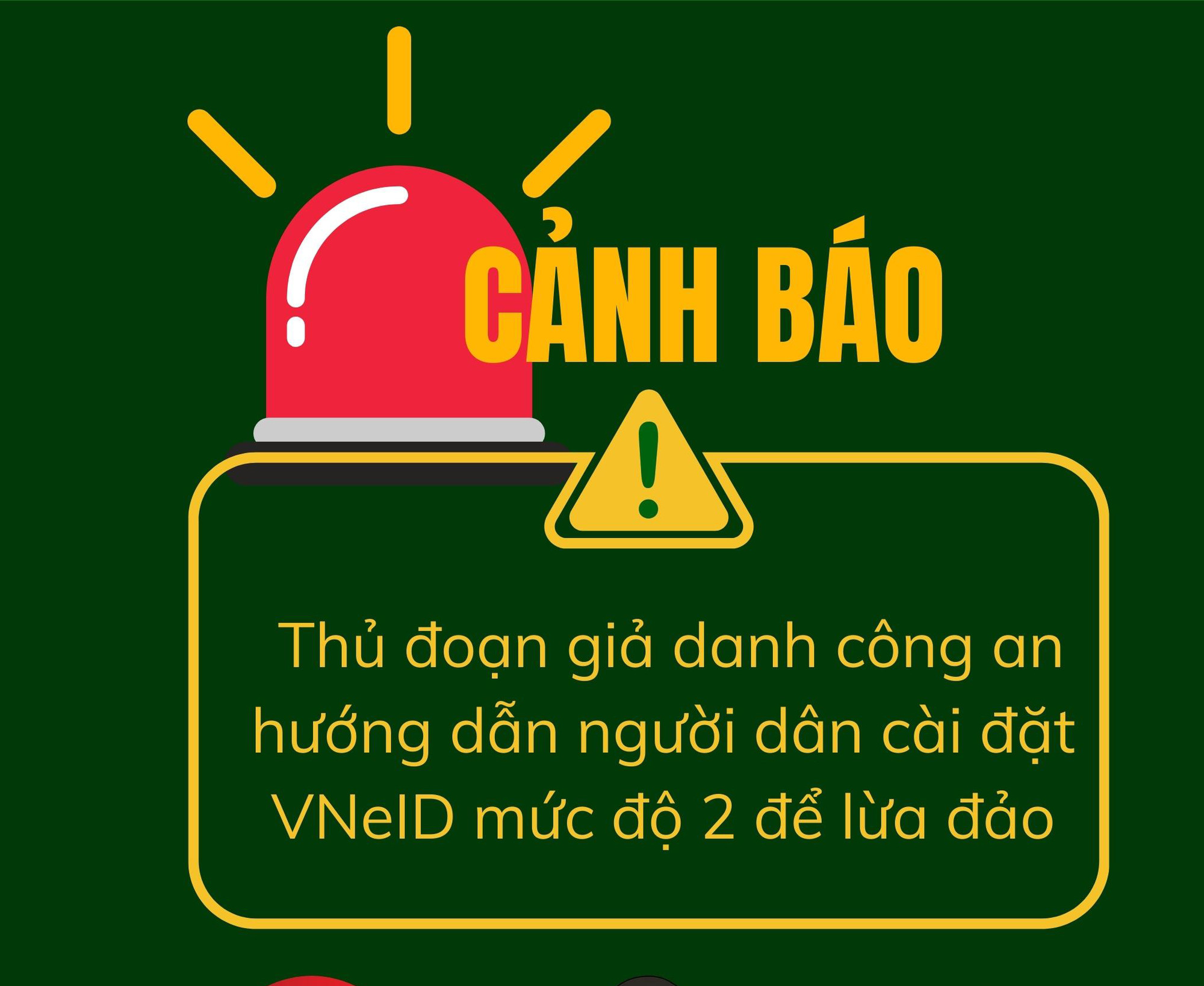 [Infographic] Cảnh báo thủ đoạn giả danh công an hướng dẫn cài đặt VNeID mức độ 2 để lừa đảo