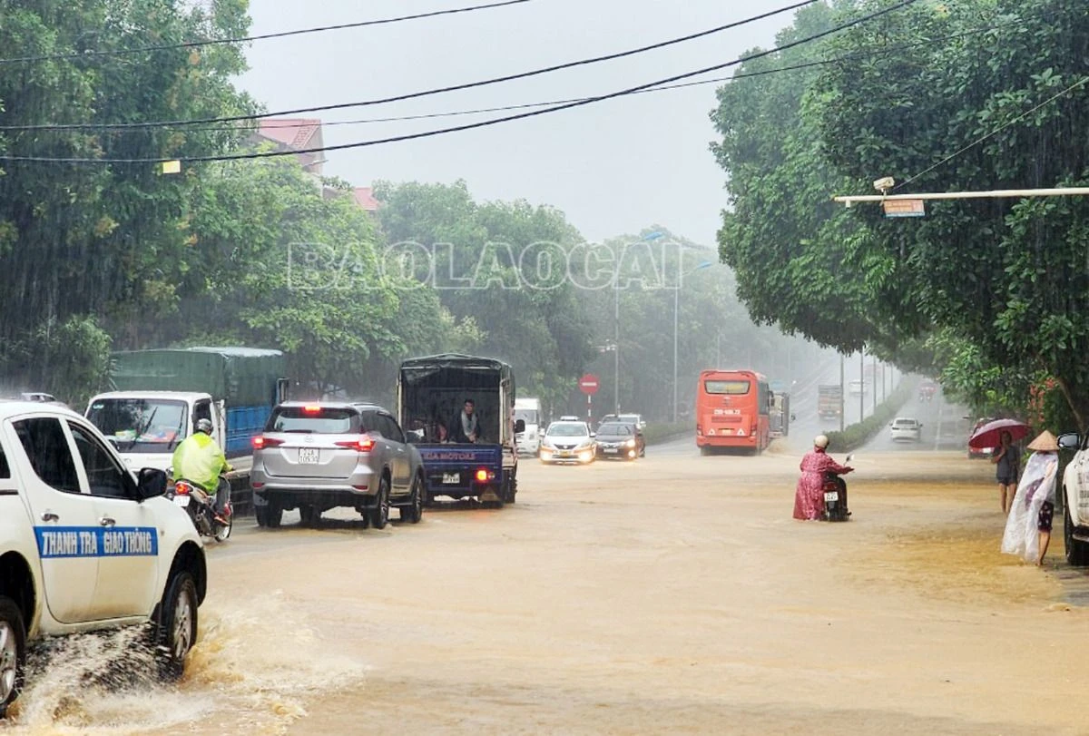 Mưa lớn kéo dài, khiến nhiều khu vực ở phía Nam thành phố Lào Cai ngập úng