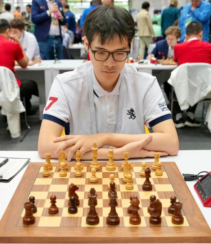 Lê Tuấn Minh trong ván thắng Mateusz Bartel ở vòng 5 Olympiad cờ vua 2024 tại Budapest, Hungary. Ảnh: Susan Polgar