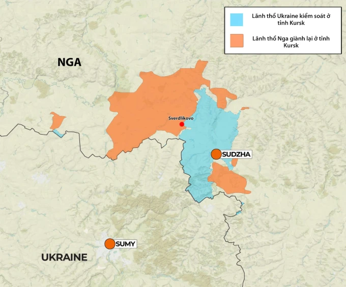 Lãnh thổ Ukraine kiểm soát ở tỉnh Kursk. Đồ họa: Al Jazeera