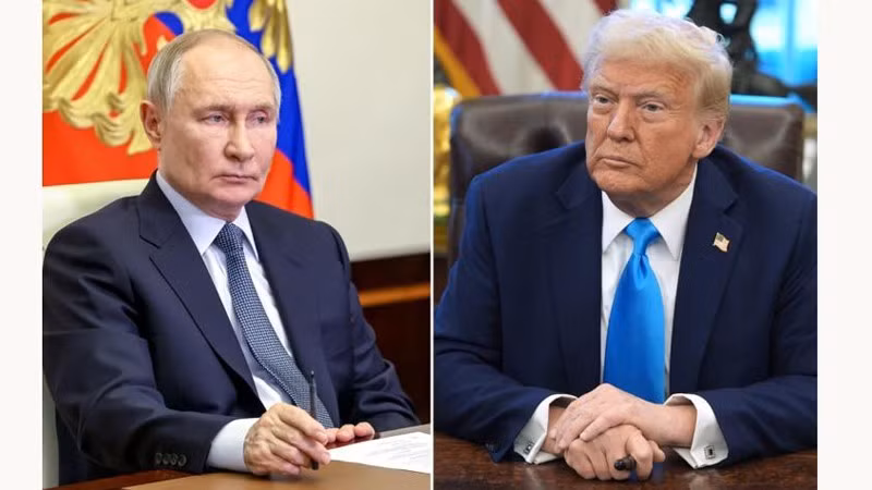 Tổng thống Nga Vladimir Putin (trái) và người đồng cấp Mỹ Donald Trump. (Ảnh: TASS)