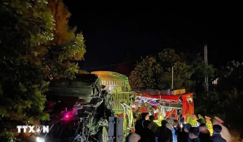 Hiện trường vụ tai nạn. (Ảnh: TTXVN)