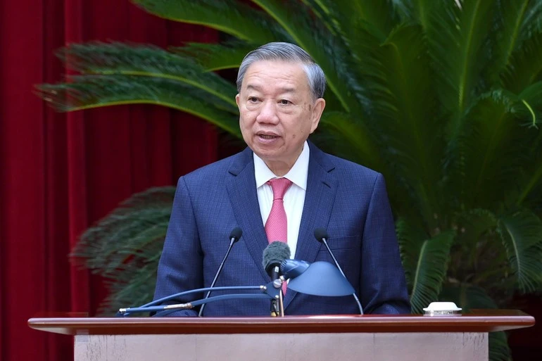 Tổng Bí thư Tô Lâm phát biểu bế mạc Hội nghị.