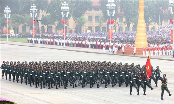 Khối chiến sĩ Pháo binh tại Lễ kỷ niệm, diễu binh, diễu hành 80 năm Cách mạng tháng Tám thành công và Quốc khánh nước CHXHCN Việt Nam (2/9/1945 - 2/9/2025).