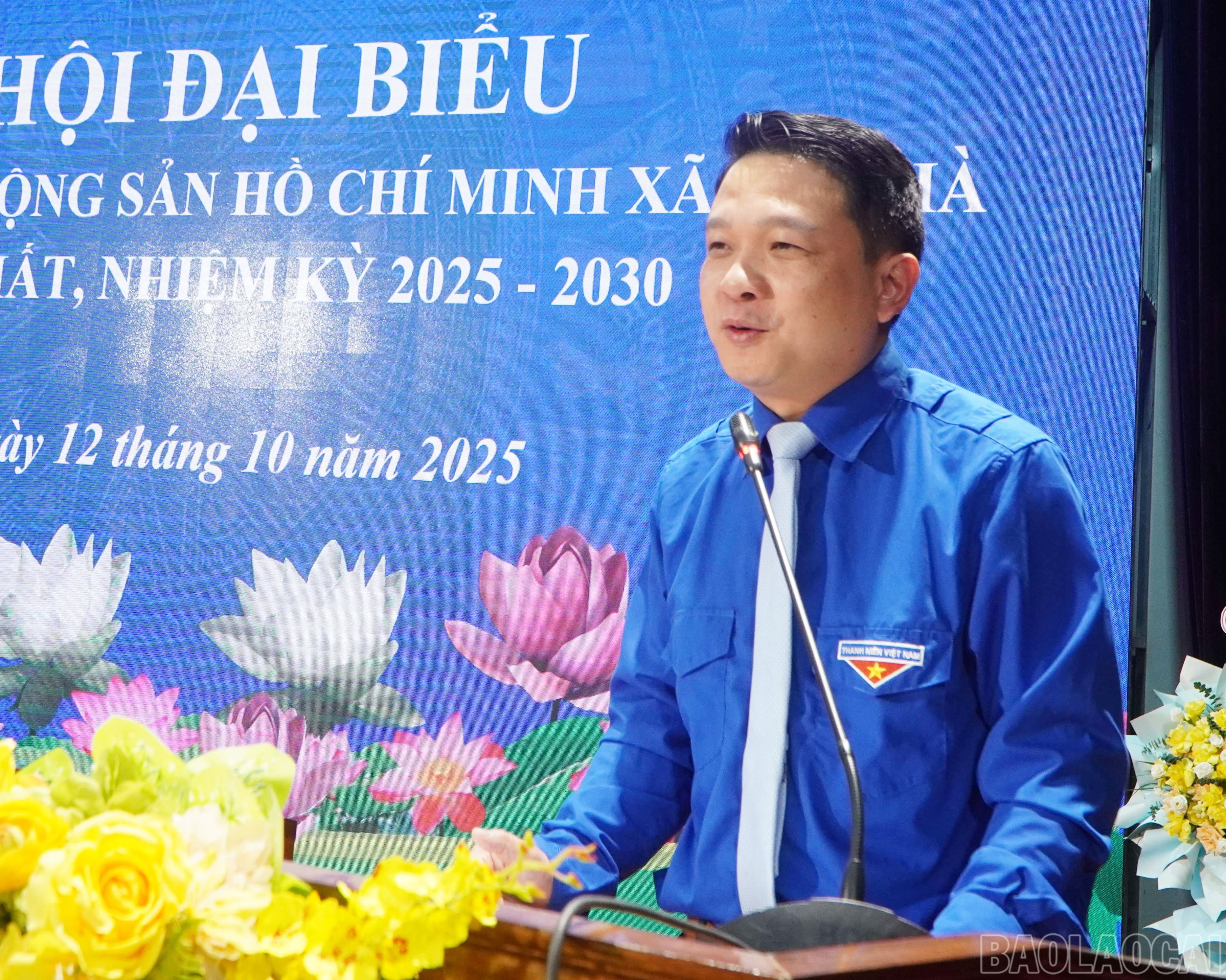 Đại diện lãnh đạo Tỉnh đoàn phát biểu tại đại hội. baolaocai-br_lanh-dao-tinh-doan-phat-bieuy.jpg