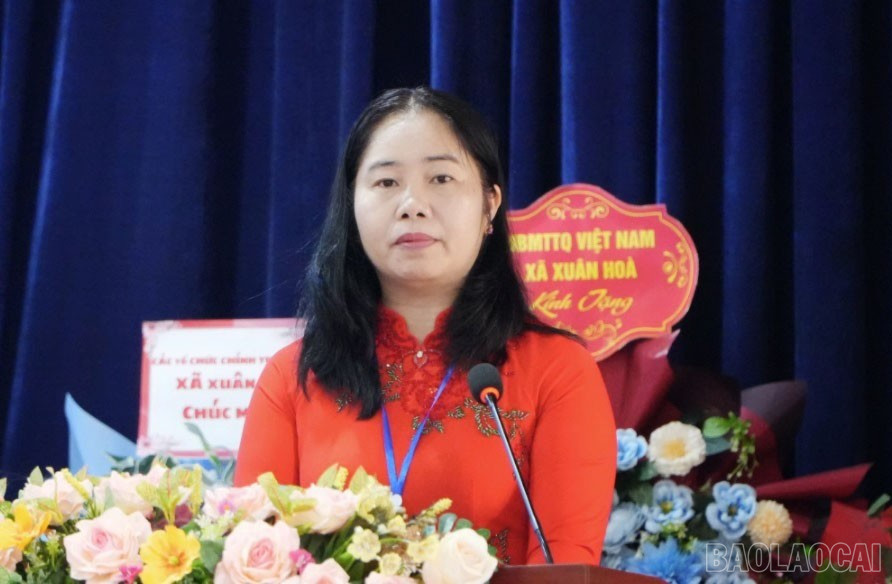 Đồng chí Hà Thị Đóa phát biểu tại đại hội. Đồng chí Hà Thị Đóa phát biểu tại đại hội.