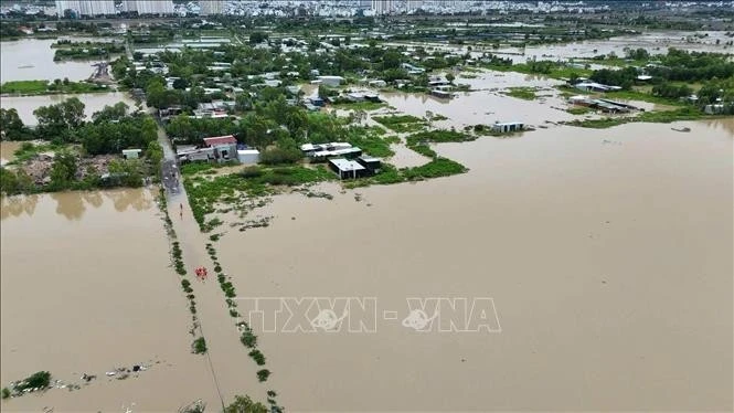 Mưa lớn gây ngập lụt ở phường Nam Nha Trang (Khánh Hòa).
