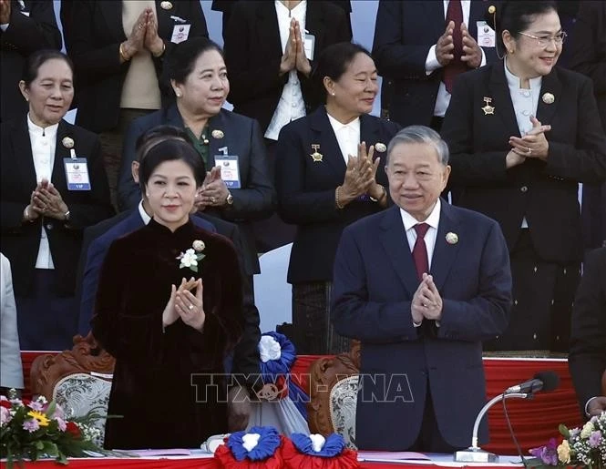 Tổng Bí thư Tô Lâm và Phu nhân dự Lễ kỷ niệm 50 năm Quốc khánh Lào và 105 năm Ngày sinh Chủ tịch Kaysone Phomvihane.