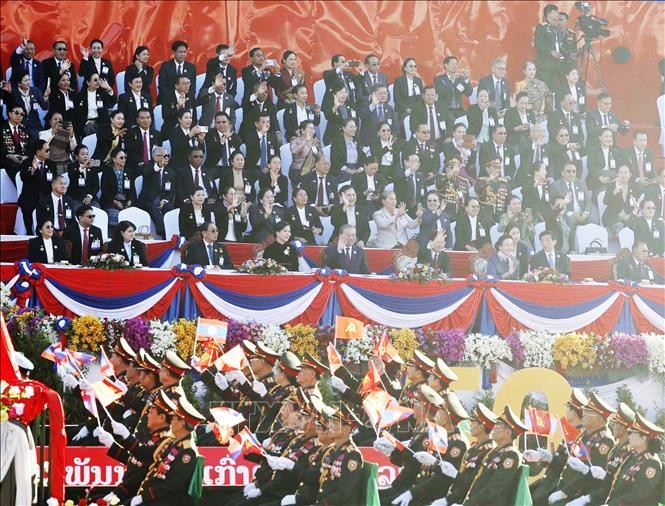 Tổng Bí thư Tô Lâm và Phu nhân cùng các đại biểu dự Lễ kỷ niệm 50 năm Quốc khánh CHDCND Lào.