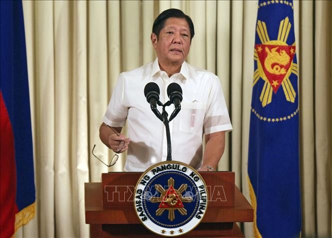 Tổng thống Philippines Ferdinand Marcos Jr. trong cuộc họp báo ở Manila, ngày 11/3/2024.