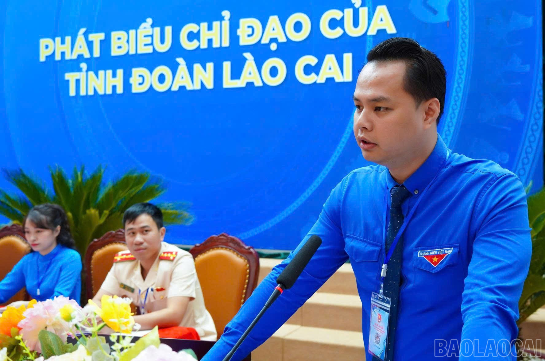 Đại diện Tỉnh đoàn phát biểu chỉ đạo đại hội. baolaocai-br_tinh-doan-lao-cai-phat-bieu-tai-dai-hoi.jpg