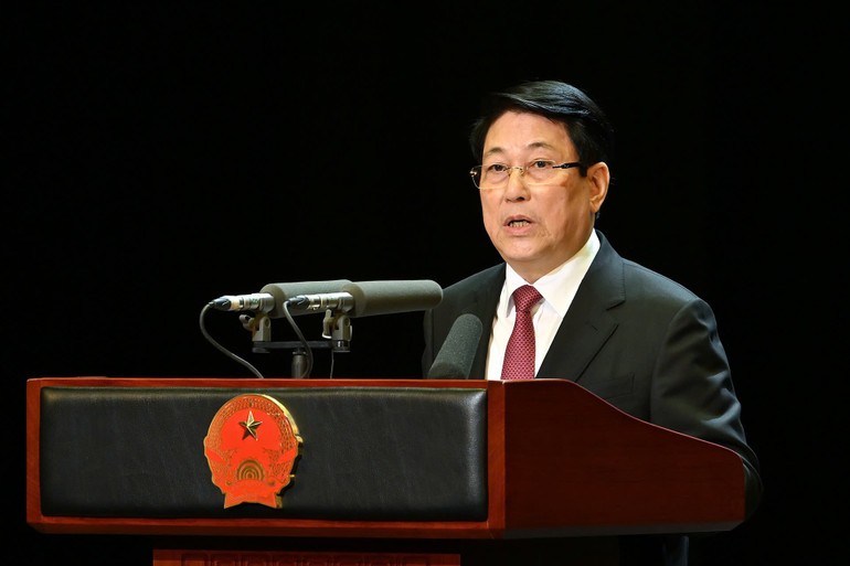 Chủ tịch nước Lương Cường phát biểu tại buổi lễ.