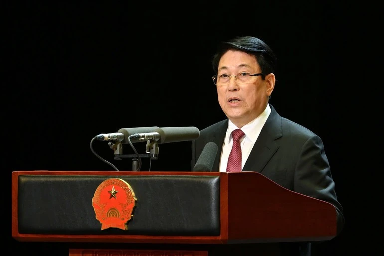 Chủ tịch nước Lương Cường phát biểu tại buổi lễ.