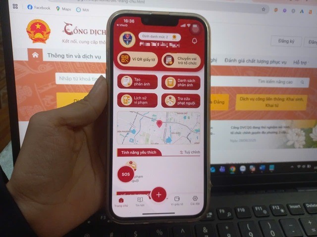 Giao diện chính của ứng dụng VNeTraffic, tài khoản đã được định danh mức 2. 1.jpg