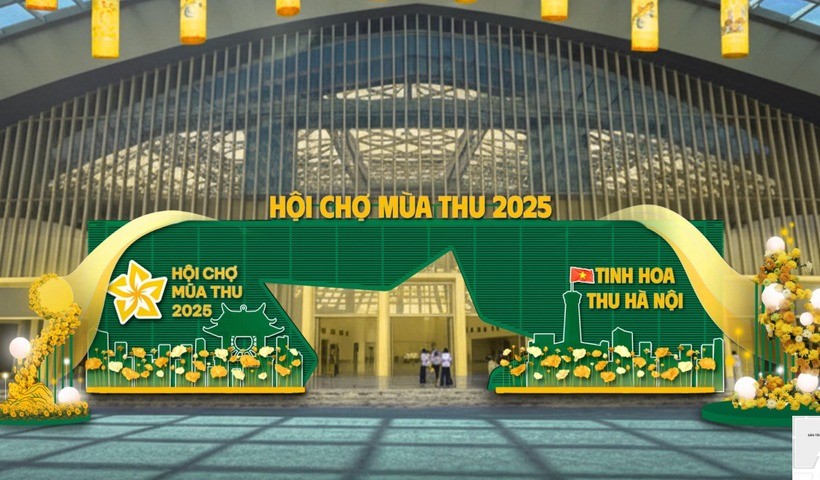Cổng vào Hội chợ Mùa Thu 2025 được thiết kế theo hình ảnh đặc trưng của Hà Nội. hoi-cho.jpg