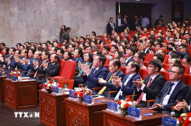 Các đại biểu dự Lễ trao Giải thưởng toàn quốc về Thông tin Đối ngoại lần thứ XI. (Ảnh: Dương Giang/TTXVN)