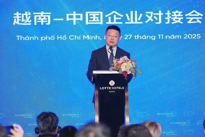 Ông Đường Lập - Tổng Lãnh sự Trung Quốc tại Thành phố Hồ Chí Minh phát biểu tại Hội thảo. (Ảnh: PV/Vietnam+)